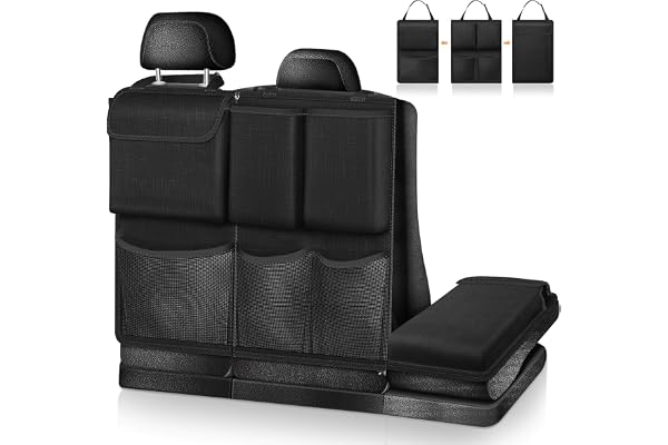 FINTIE Organisateur de Voiture de Coffre - Détachable Sac de Rangement Voiture Multipurpose Organisateur de Siège de Voiture Poche pour voiture accessoires interieur pour Jeep, SUV, Van (Noir/Noir)