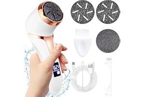 EUJAM Lima Electrica Pies, Acero inoxidable, Pedicura Electrico Profesional, 3 Repuesto Rodillos y 2 Velocidades,IPX7 Impermeable,Pies Eliminar Durezas y Callos,pantalla LCD (Blanco）