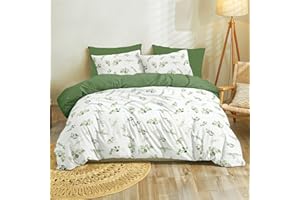 Dreamzie Funda Nordica Cama 150/160 Diseño Botánico Verde Salvia con 2 Funda Almohada 65x65 cm Funda Nordica 220x240 de 100% Microfibra - Certificada Oeko Tex