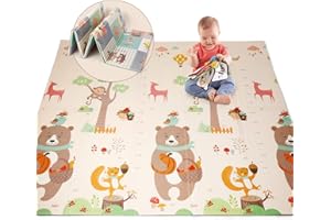 K IKIDO Tapis De Jeux Bebe Pliable, Tapis d'éveil Bébé Garçon Fille, 200 X 180 X 1,0 CM, Tapis de Jeux en Mousse imperméable,Tapis de Motricité pour bébé,Tapis de Sol XXL en Mousse, Jeux Eveil Bebe