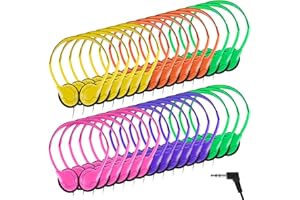 YUNSAILING 30 Pack Class Set Headphones for Kids Students School Classroom Headphones Bulk Over the Ear Earphones Adjustable with 3.5 mm Jack for Library Children Adults Christmas Office Gifts (Bright Colors)