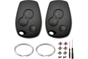 JJCHQ 2 Piezas Carcasa Llave Coche 3 Botones Compatible con Renault Twingo Master Modus Kangoo Clio Trafic Vivaro Espace Dacia Duster Mando a Distancia Funda Llave de Repuesto con Llavero