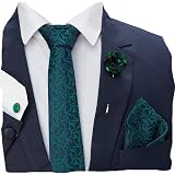 BLACKSMITH Tie, Cufflink, Pocket Square, Lapel Pin, Set of 4 for Men [ Free Size ]: 