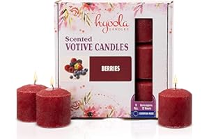 Hyoola Velas Votivas con Perfume - Velas Perfumadas con Aroma a Frutas del Bosque - Burdeos - 12 Horas de Combustión - Pack de 9 Velas Aromáticas - Hechas en Europa