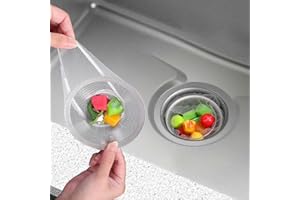 TUCNOEU 300pcs Einweg Siebbeutel Waschbecken, Elastisch Filtertüten für Küchenspüle, Polyester Abflusssieb Küchenspüle, Ideal für Küche und Bad