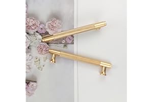 Pexintek 6 Tiradores de Armario Modernos Dorados de 128 mm Tirador de Cajón con Agujero Interior Tirador de Tocador Para Armario de Cocina Armario Librería (Oro Cepillado)