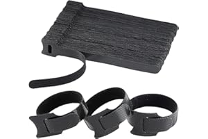 Adjustable Reusable Cable Ties Extension Hook and Loop Cable Straps for PC Cable Management, Organizing Cords, TV, Desk, Headphones, HDMI, Ethernet, Printers, USB Data Cables Black 50 by AAN