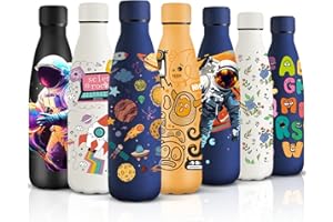 HoneyHolly Borraccia Termica, Senza BPA, Borraccia Bambini, 500ML Acciaio Inossidabile 18/8, Bottiglia Termica A Prova di Perdite, Borraccia Acciaio Inox per Scuola, Ufficio e Attività All'aperto