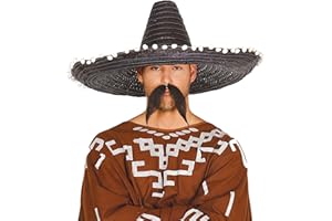 FIESTAS GUIRCA | Sombrero Mexicano de Paja (50 cm) - Accesorio de Fiesta para Celebraciones Mexicanas, Día de Muertos, y Carnaval - Ideal para Adultos Unisex