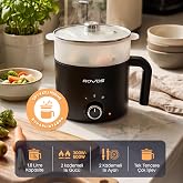 Pikas ROVOS RV-5100 Elektrikli Mini Tencere 1,8 L, Buharlı Pişirme Aparatlı, Yapışmaz Tencere, Ramen, Makarna, &Ccedil;orba ve Yemek