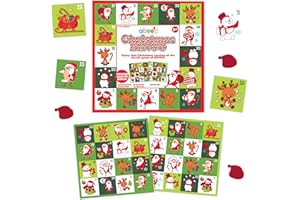 abeec Christmas Bingo Game – Festive Family Game for Kids & Adults – Includes Xmas Bingo Boards, Call Out Cards, Counters & Storage Bag – Perfect Christmas Eve Box Filler