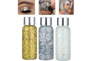 Toyosport 3 Bottle 40 g Body Glitter Gel, Mermaid Sequins Glitzer Flüssiger Lidschatten für Gesicht Haare Lippen Festival für Day Dekoration