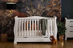 Obaby Stamford Sleigh Luxe Cot Bed - White