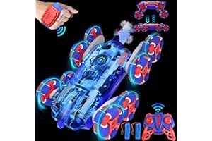 Nauotk Macchina Telecomandata per Bambini, Auto Telecomandata 8 Ruote, Gioco Bambino 3 4 5 6 7 8 Anni, Giocattolo RC per Bambini, RC drift 360°, Stunt Car con Luci LED e Funzione Spray (Ragno Rosso)