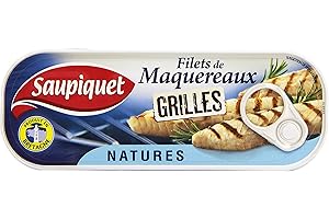 Saupiquet Filets de maquereaux grillés 1/4 120g x1 natures - La boîte de 120g