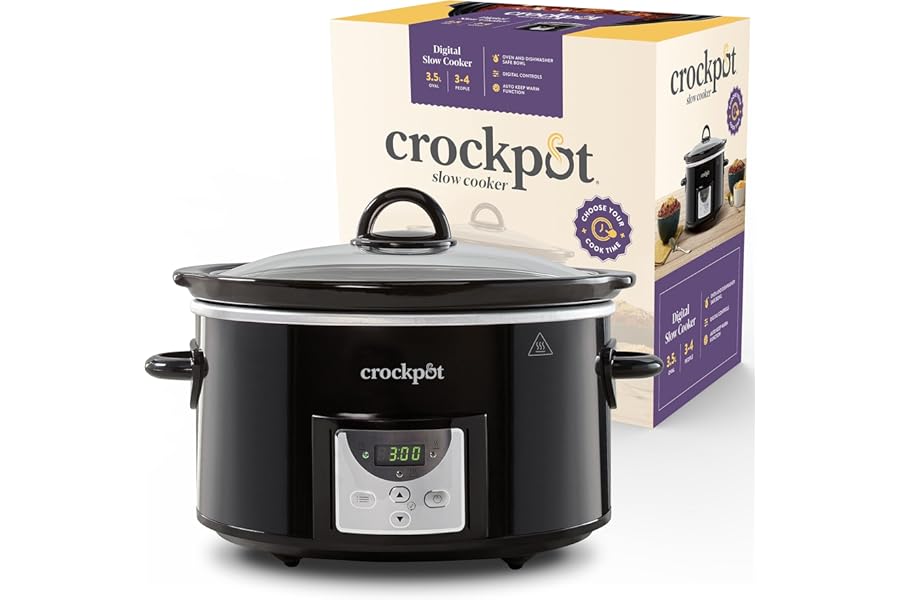 Crockpot Digital Slow Cooker | 3.5 L (3-4 People) | Programmable Countdown Timer | UK 3 Pin Plug | Black [CSC113]