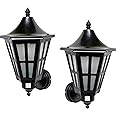Lyse Decor Modern Design Stairs Shape Waterproof Gate Light, Pillar Lamp, Garden (Pair of 2 Pieces) (Black and White PVC)