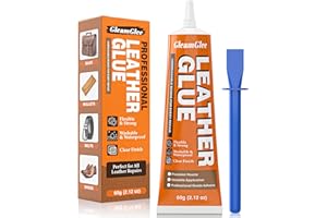 GLEAMGLEE Leather Glue - 60ml Extra Strong Permanent Leather Adhesive Glue - High Strength & Flexible & Waterproof & Clear - Leather Repair Glue for Jackets, Purses, Handbags, Sofa, Furniture, Car Seat, Shoes