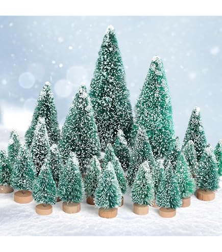 Mini Alberi di Natale in Sisal Smerigliato Artificiale, Pennelli per Bottiglie da 10 Pollici con Base