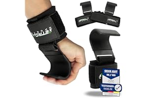 ‎NETROX Netrox - Zughaken Zughilfen für Krafttraining - Metall Haken - schwere Gewichte - für Kreuzheben, Bodybuilding mit Handgelenkschutz - Fitness, Grip Zughilfe, Zughilfen Gym für Männer & Frauen