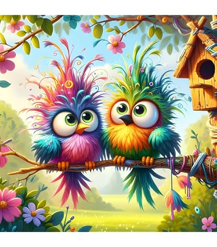 Kit Peinture Diamant 5D Oiseaux Colorés - DIY Art Du Diamant Pour Adultes Débutants - Déco Maison 30x30 Cm