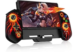 HASACOOL Controller per Nintendo Switch, Controller Switch Modalità portatile con Stick Effetto Hall/Turbo/Supporto da tavolo/Giroscopio a 6 assi per Nintendo Switch/OLED(Fuoco)