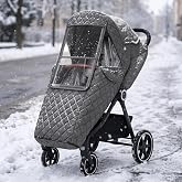 Orzbow Plastic Rain Stroller Universal Dark Grey | Cold Resistant 3 Layer Fabric, Light Blocking Cover, Bottom Zipper Opening