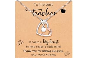OUMAIFENG Thank You Best Teacher Necklace Gifts for Women, Personalised Teacher Appreciation Retirement Presents, Infinity Heart Knot Pendant Necklace Teacher Leaving Gifts From Students