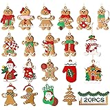 MUOIVG 20 Pezzi Ornamento Pan Zenzero Natale,Ciondolo con Decorazioni Appese a Uomo di Pan di Zenzero di Natale,Omino Pan Zen