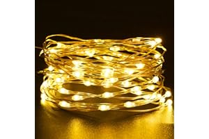 Etopgo Łańcuch świetlny LED zasilany na baterie 5 m 50 diod LED wodoodporny sznur świateł do wnętrz wesele przyjęcie sypialnia dekoracje (ciepła biel)