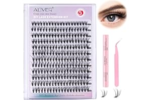 PEPHUCA Zestaw do przedłużania rzęs Cluster Lashes, sztuczne rzęsy, zestaw 9-10-11-12-13-14-15-16 mm, mieszana długość, 240 szt. 30D D Curl Clusters z pęsetą Bond i Seal, naturalny wygląd, "zrób to sam" w