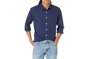 Amazon Essentials Camisa Informal de Popelina con Manga Larga y Corte Recto Hombre