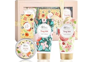 BODY & EARTH # LOVE Hand Cream Gift Set-4 Pack Peony Scent Gifts for women Include Hand Cream, Foot Cream, Soap, Scented Candles Birthday Gift Set for Her Valentine's Mothers Day Gifts Christmas