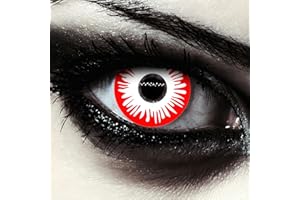 DESIGNLENSES Lentillas de color blanco y rojo sin graduación, para disfraz de zombi en Halloween o carnaval, 2 unidades, de diseño, modelo: Zombie Fear