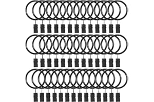 Goowin Curtain Rings - 40 Pcs, 1.5 Inch Metal Solid Rustproof Curtain Clips with Rings, Vintage Black