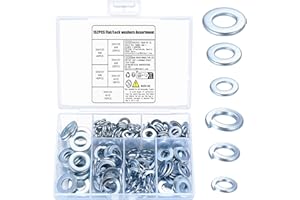 BAYIDUN 152 Pcs M6 M8 M10 Metal Washers: 76 Flat, 76 Split Lock, Rectangular Spring, Round, Spiral Split - DIN 127, DIN 125