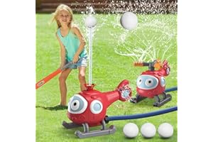 ROUSKY Zraszacz wodny, zabawka baseballowa dla dzieci, ślimak/helikopter, zestaw piłek zraszaczy, z 2 głowicami zraszaczy, zabawki wodne do zabawy na podwórku, trawnik, ogród, letnia zabawa przy basenie,