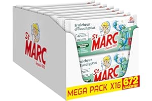 St Marc Lingettes Désinfectantes et Compostables à l'Huile Essentielle d'Eucalyptus - Lot de 16-672 Lingettes Nettoyantes