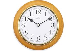 Acctim Maine Wall Clock Quartz Wood Frame Gold Bezel Cherry 20cm 24170