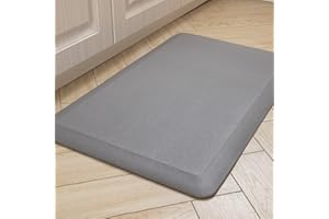 Carvapet Anti Fatigue Kitchen Mat 20MM Thick Cushioned Kitchen Standing Mats Floor Mats PVC Waterproof Runner Rug for Standing Desk, Kitchen, Office(Grey,44x70x2cm)