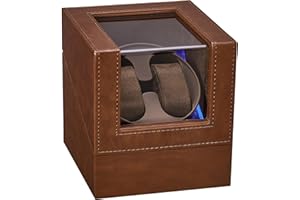 ANWBROAD Remontoir à Montre Ecrins pour Montres Automatiques pour 2 Montres, Watch Winder Super Silencieux, LED Légère & 4 Modes & Moteur Mabuchi, Boîte à Bijoux de Rangement