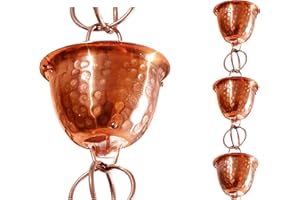 Monarch Rain Chains 26558, haîne de Pluie forgée en cuivre Pur, pour gouttières, Longueur 2,6 m