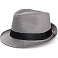 Adorazone Boy's Short Brim Fedora Organic Straw Sun Hat (Age: 1-3 Years)