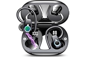 OYIB Auriculares inalambricos Deportivos, 50H Auriculares Bluetooth 5.3 HiFi Stereo con Llamada Clara, Cascos Inalambricos con Gancho, Pantalla LED, IPX7 Impermeable Auriculares para Sport/Running