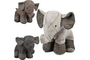 THE MAGIC TOY SHOP Large Tartan Heavy Fabric Elephant Door Stop Home Office Animal Cuddly Toy Doorstop