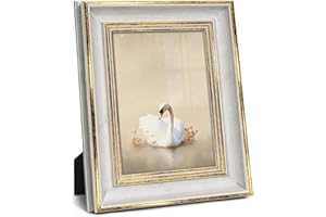 Afuly Cornice Foto 13x18 Bianca in Oro Cornice per Foto Shabby Vintage Retrò Desktop o da Parete Regalo dei Genitori di Famiglia