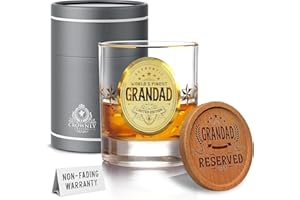 CROWNLY CRYSTAL® Personalised Whiskey Glass for Grandad – Gold Gift for Birthday from Granddaughter or Great Grandad