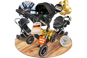 AMOR BABY Kinderwagen 3 in 1 [Babywagen & Autositz] mit Babyschale Fahrgestell Kombi als Set | Stroller Baby | Isofix Station & 5-Punkt Sicherheitsgurt Kinderwagen Buggy Reisebuggy Buggys | Babywagen