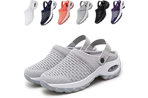 KFGJ Sabots Mules Respirant, Sandales de Marche Respirantes pour Femmes, Sandales orthopédiques, Chaussures décontractées Respirantes à Coussin d'air, Sandales de Sport en Maille (NAUXIU) 37 Gris