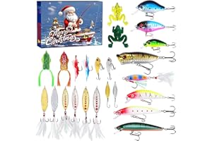 ASSLYE Fishing Advent Calendar 2025 for Men,24-Day Christmas Countdown Calendar with Fishing Lures Set,Mens Advent Calendars 2025,Unusual Xmas Gifts for Men Adult Anglers Teen Boys